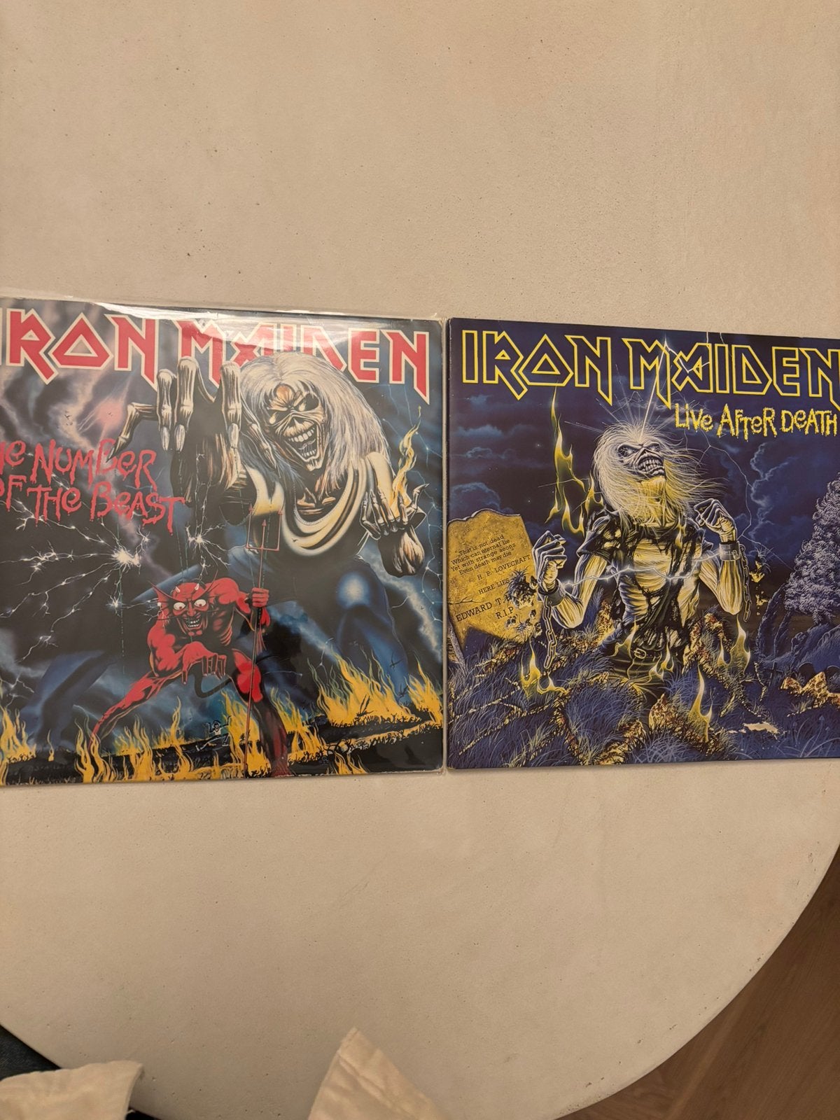 Lp’s iron maiden - number of the beast +live after death vg+, Ophalen of Verzenden, Zo goed als nieuw, LP