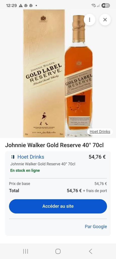 Johnny Walker Gold Reserve 70 ml (2x), Collections, Enlèvement