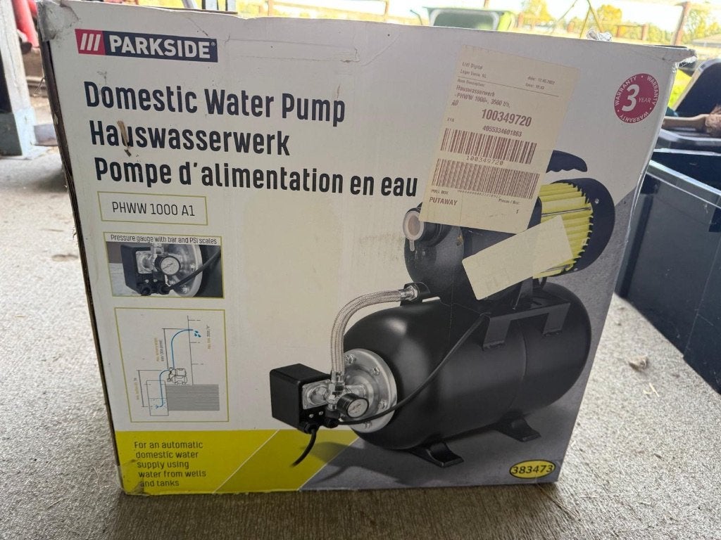Parkside hydrofoorpomp – PHWW 1000 A1, Ophalen, Nieuw, Elektrisch, Hydrofoorpomp
