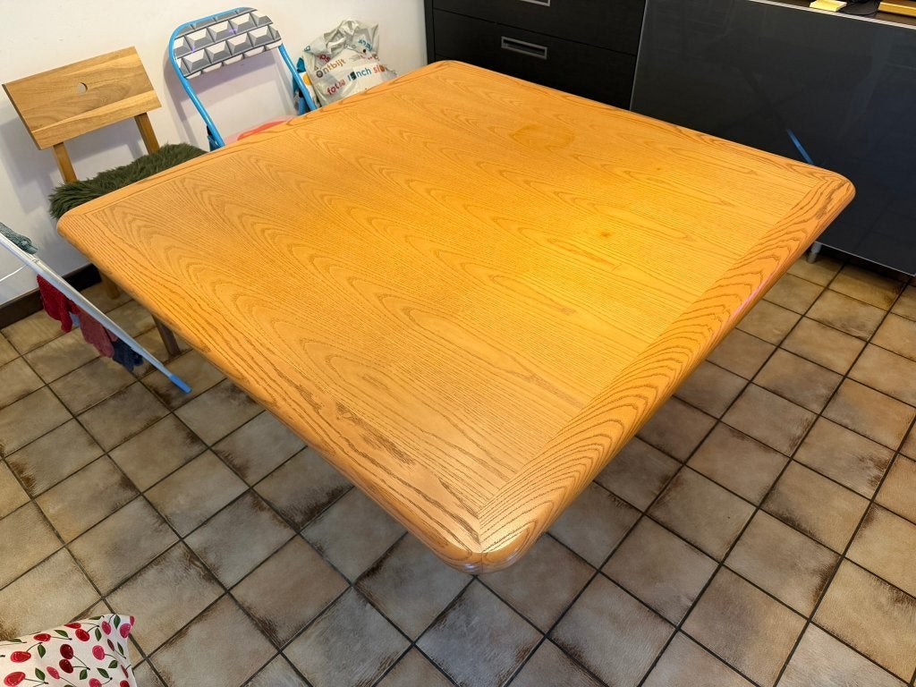 Vierkante houten tafel, Huis en Inrichting, Ophalen, Gebruikt, Vierkant, Vijf personen of meer