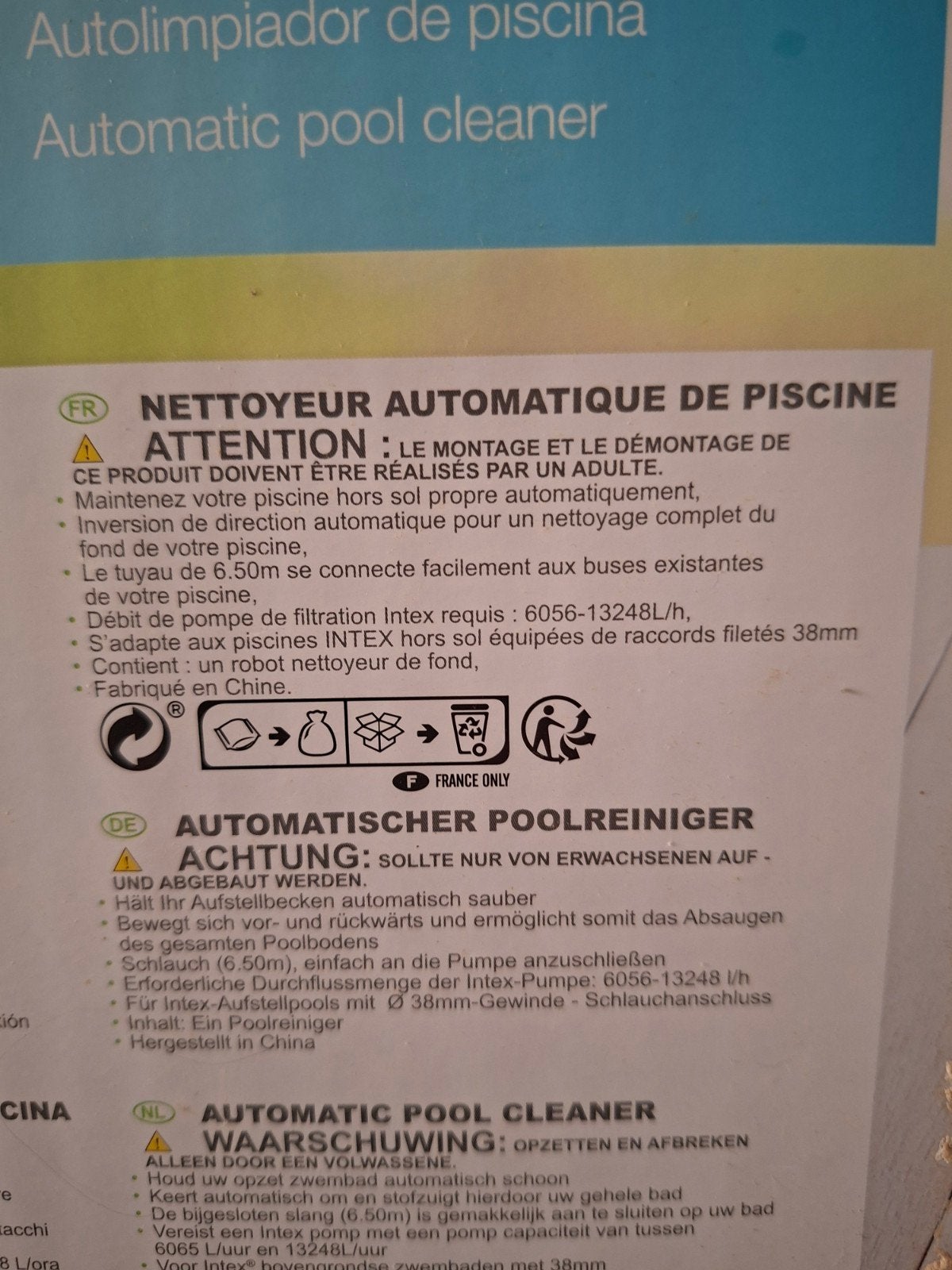 Aspirateur de piscine intex, Jardin & Terrasse, Enlèvement