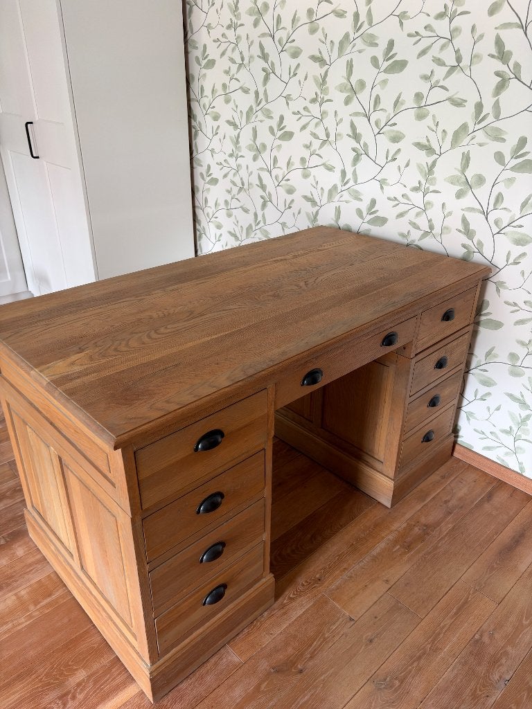 Sarah Mo teakhouten bureau, Ophalen, Met lades, Zo goed als nieuw, Hout