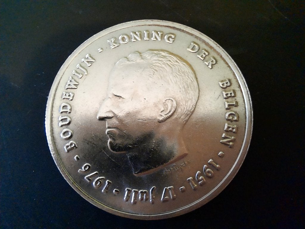 Zilveren muntstuk 250fr nav 25 jaar Koning Boudewijn, Postzegels en Munten, Ophalen, Zilver, Losse munt, Zilver