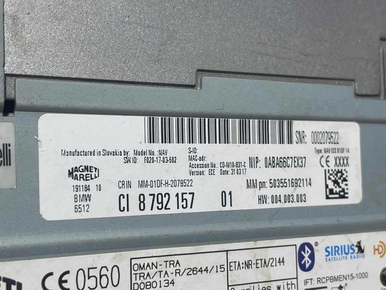 Radio BMW F30/F31   8792157   01, Enlèvement, Utilisé, BMW