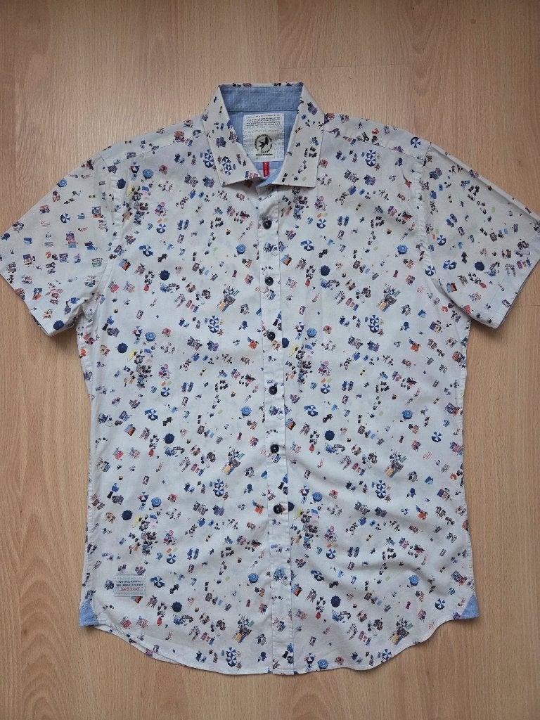 Overhemd korte mouwen - A fish named Fred - maat L, Kleding | Heren, Overige kleuren, Ophalen of Verzenden, Zo goed als nieuw