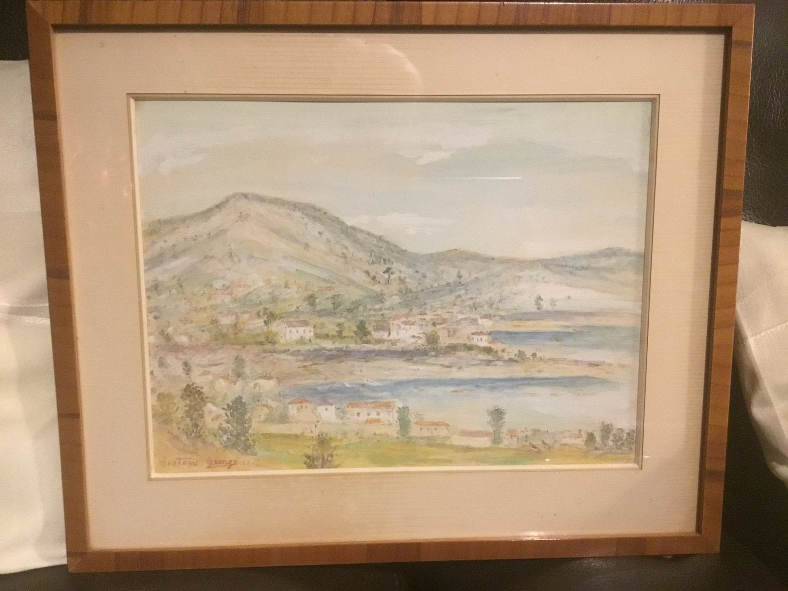 Creten Georges'55 (1887-1966)- aquarelle:47,5x39cm met kader, Antiek en Kunst, Kunst | Schilderijen | Klassiek, Ophalen, Landschap