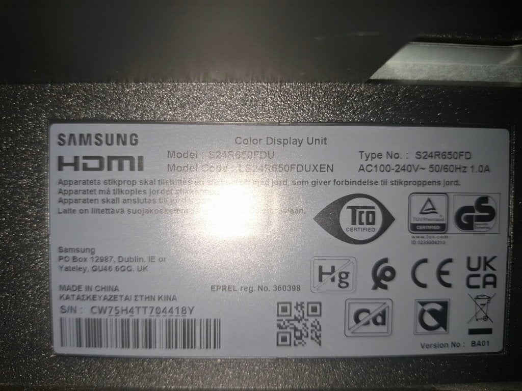 Samsung S24R650FDU 24” Full HD IPS-monitor, Ophalen, DisplayPort, Full HD, Zo goed als nieuw