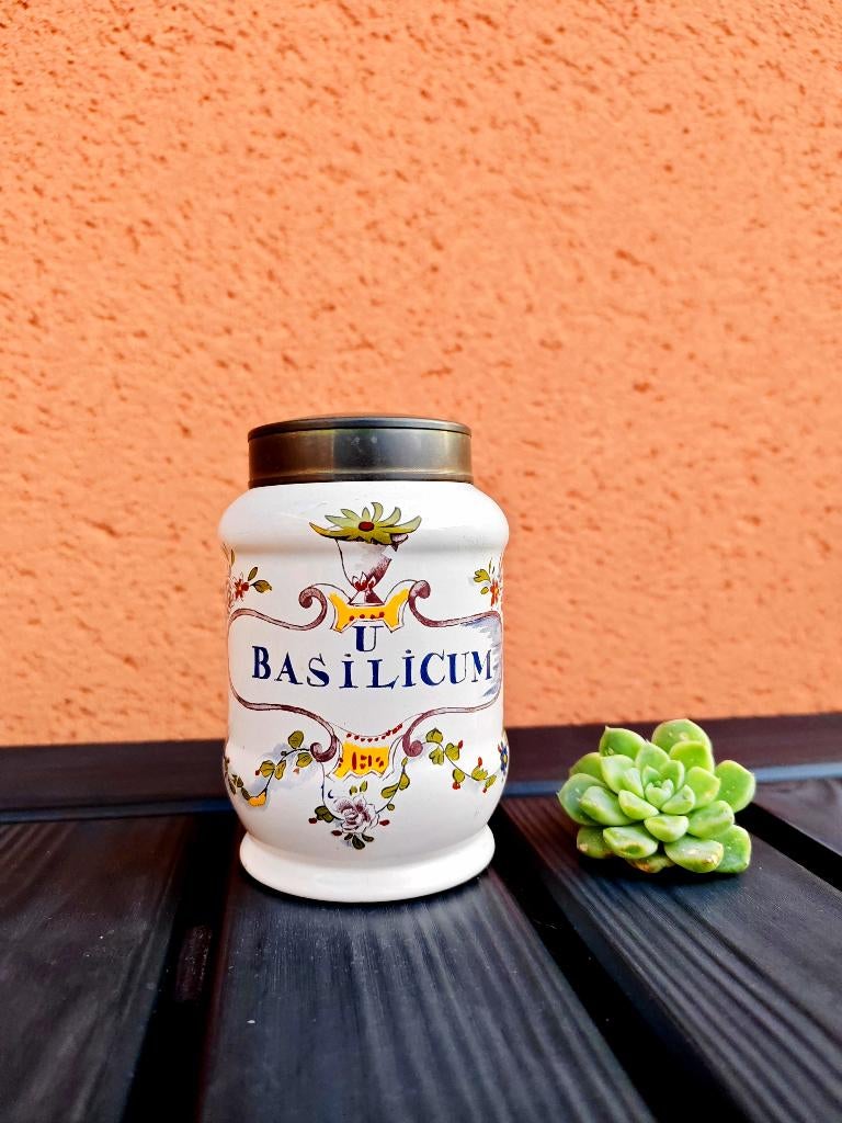 Vintage Apothekerspot Clin-Midy basilicum, Enlèvement ou Envoi, Comme neuf, Autres matériaux, Autres types