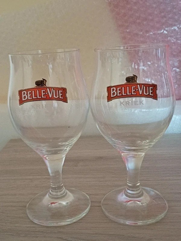 Lot de 2 verres sur pied Kriek Belle-Vue (25cl) -, Collections, Envoi, Comme neuf, Chope(s), Autres marques