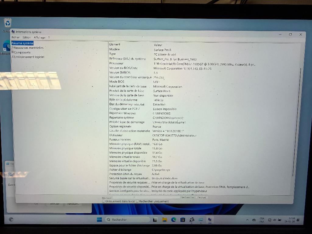 Microsoft SUrface Pro 8 + Clavier signature, Informatique & Logiciels, Core i7, 13 pouces, Avec écran tactile, Enlèvement