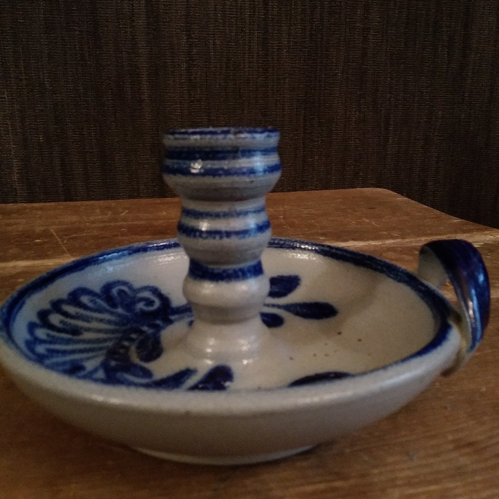 Oude blauwe potterie kaarsen houder Gres de la Roche, Antiek en Kunst, Antiek | Keramiek en Aardewerk, Ophalen of Verzenden