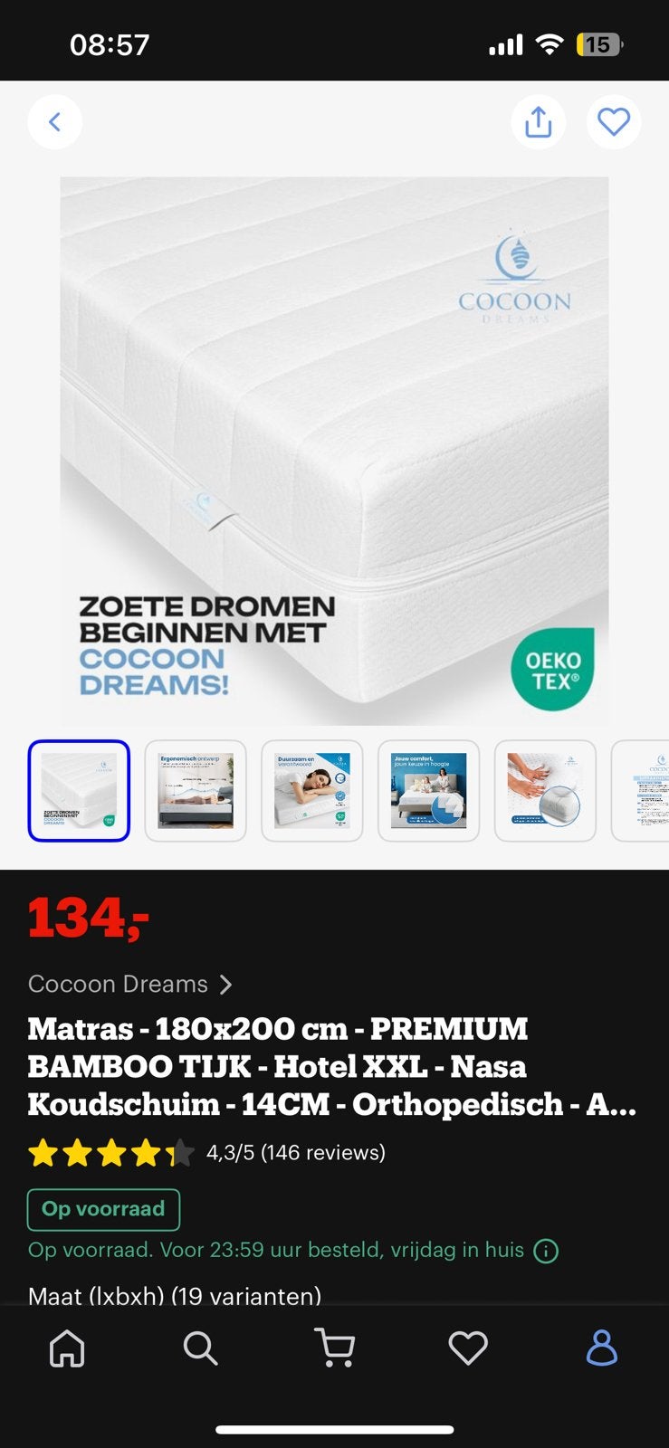 Nieuw matras tweepersoons 180x200, 100 cm, Ophalen of Verzenden, Matras, Overige maten