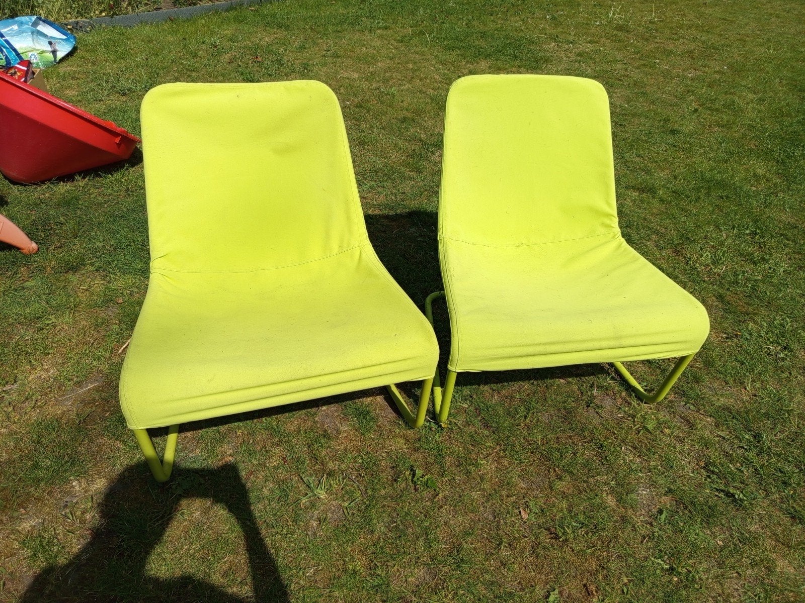 2 groene lounge stoelen, Tuin en Terras, Ophalen