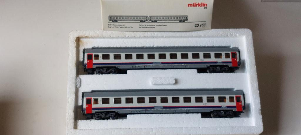 SNCB/NMBS MARKLIN SET 2 VOITURES NEW LOOK*HO*AC 42741, Courant alternatif, Utilisé, Set de Trains, Märklin