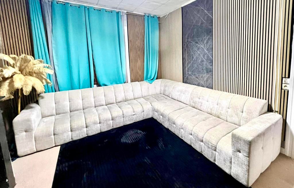 Modern Large Corner Sofa – Light Beige / Cream, Ophalen, Zo goed als nieuw