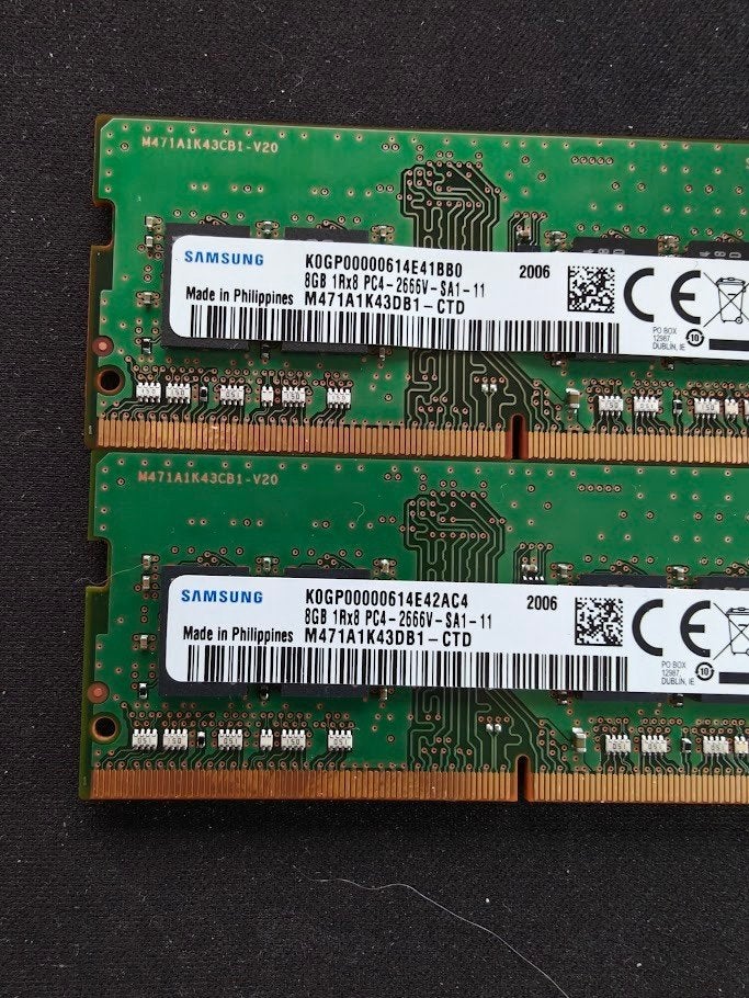 8GB DDR4 SO-DIMM laptopgeheugen – Samsung/Micron/SK hynix, Gebruikt, 2666 + 2400T, DDR4, 8 GB