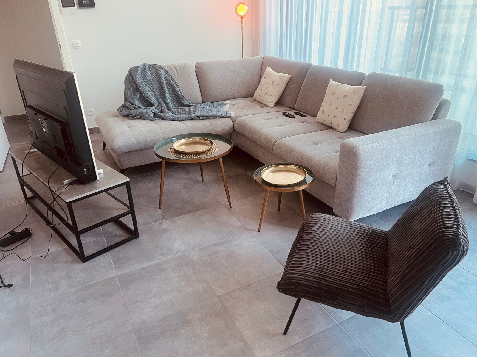 DESIGNBANK/HOEKFAUTEUIL — BIJNA NIEUWSTAAT, Huis en Inrichting, Zetels | Zetels, Ophalen, Hoekbank, Zo goed als nieuw, Vierpersoons of meer