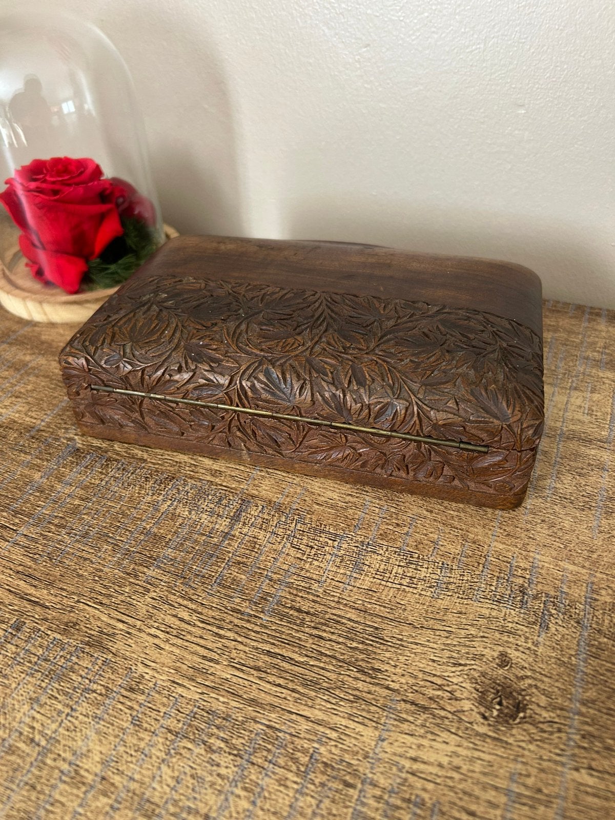 Boîte à Bijoux Vintage en Bois Sculpté Artisanal, Enlèvement ou Envoi