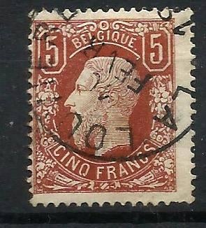 1869 Leopold II OBP37 (ronde stempel), Met stempel, Koninklijk huis, Ophalen of Verzenden, Gestempeld