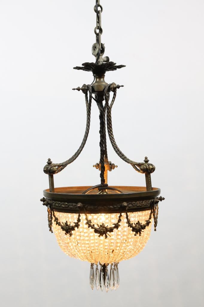 Halve antiek kralen zakkroonluchter, Antiek en Kunst, Antiek | Verlichting, Ophalen of Verzenden