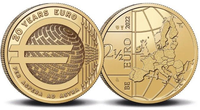 2,5 euro België 2022 20 jaar Euromunt, Verzenden, België, 5 euro