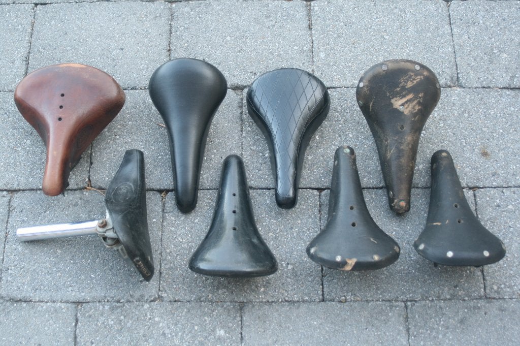 lot de selles de vélo et de vélo de course anciennes/vintage, Enlèvement ou Envoi, BMX, Cuir, Selle