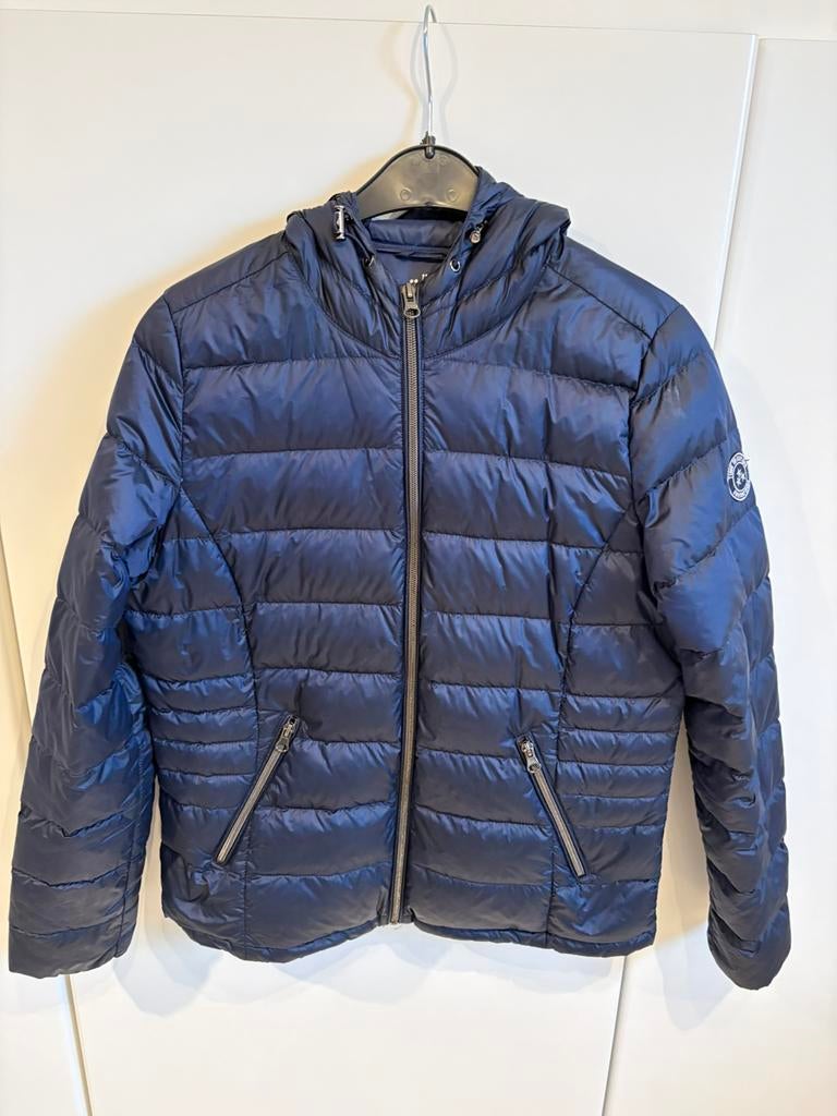 Donsjas, blauw met kap, dames/meisje mt XS, als nieuw!, Blauw, JBC, Ophalen of Verzenden, Zo goed als nieuw