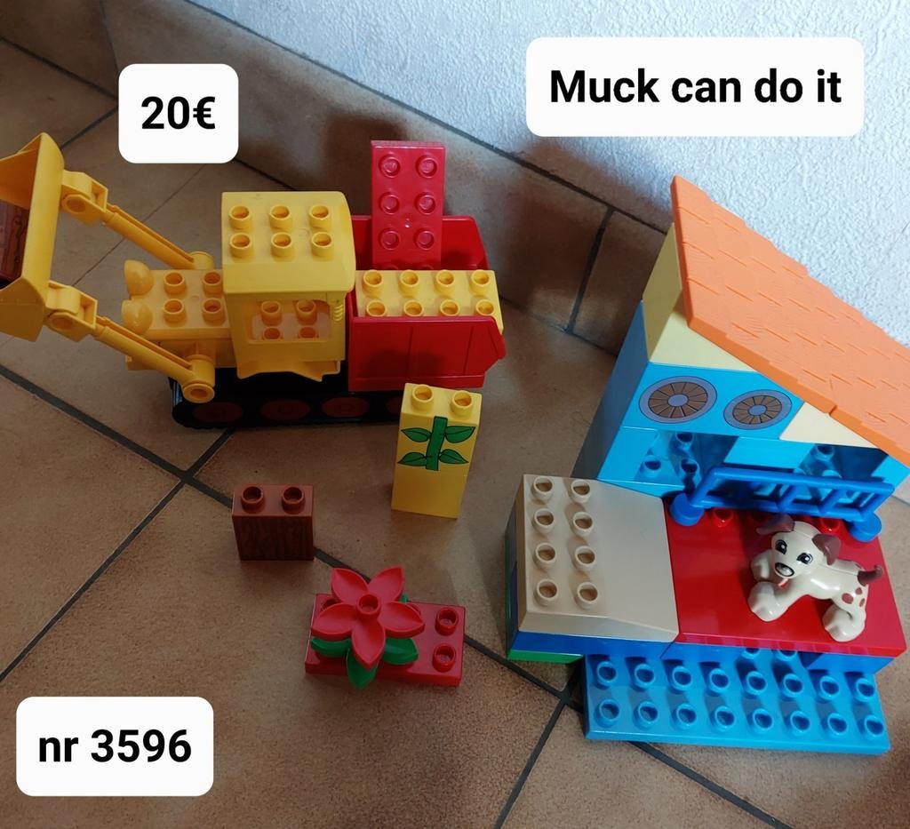 Lego duplo: Parodie op set nr 3596: Muck can do it., Ophalen of Verzenden, Zo goed als nieuw, Duplo