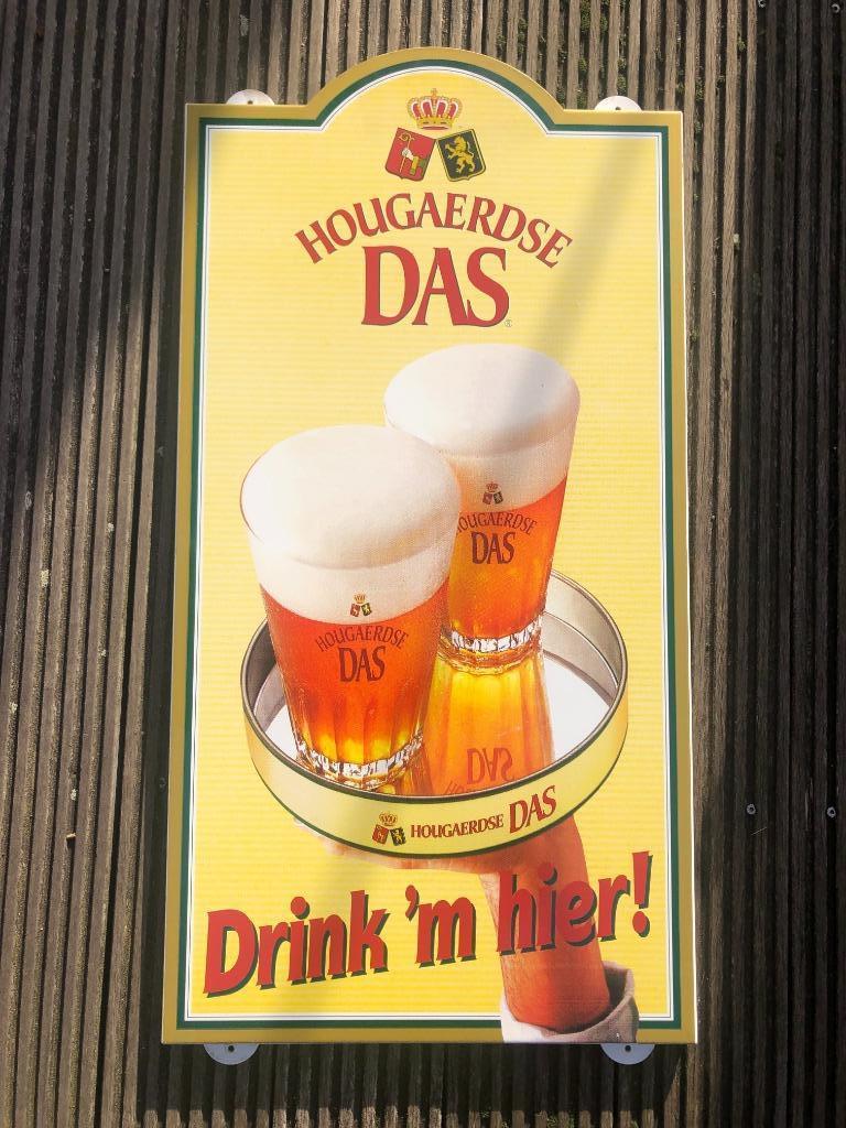 hoegaarden hougaerdse das reclamebord metaal - ongebruikt, Ophalen of Verzenden, Zo goed als nieuw, Reclamebord, Plaat of Schild