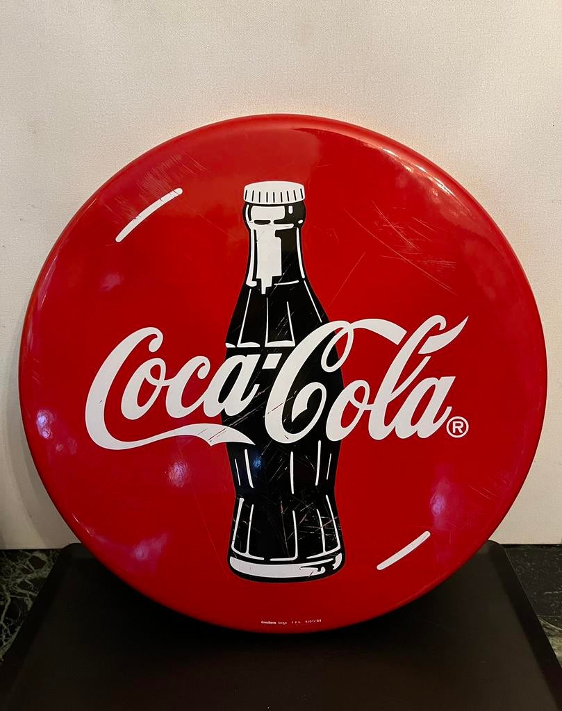 Vintage geëmailleerde Coca Cola metalen bord, Ophalen of Verzenden