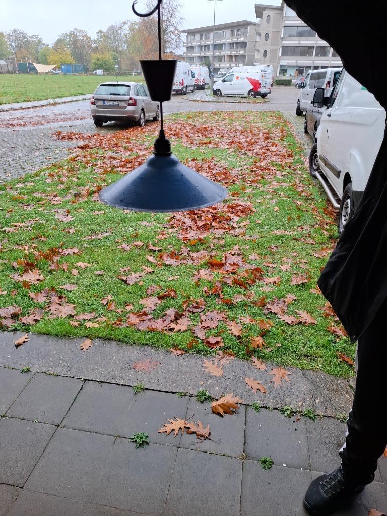 Blauwe metalen vintage lamp, Ophalen, Gebruikt, Metaal