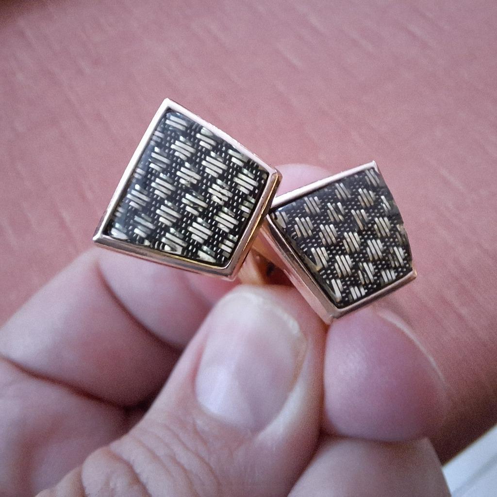Paire de boutons de manchette fantaisie vintage, Envoi, Comme neuf, Doré