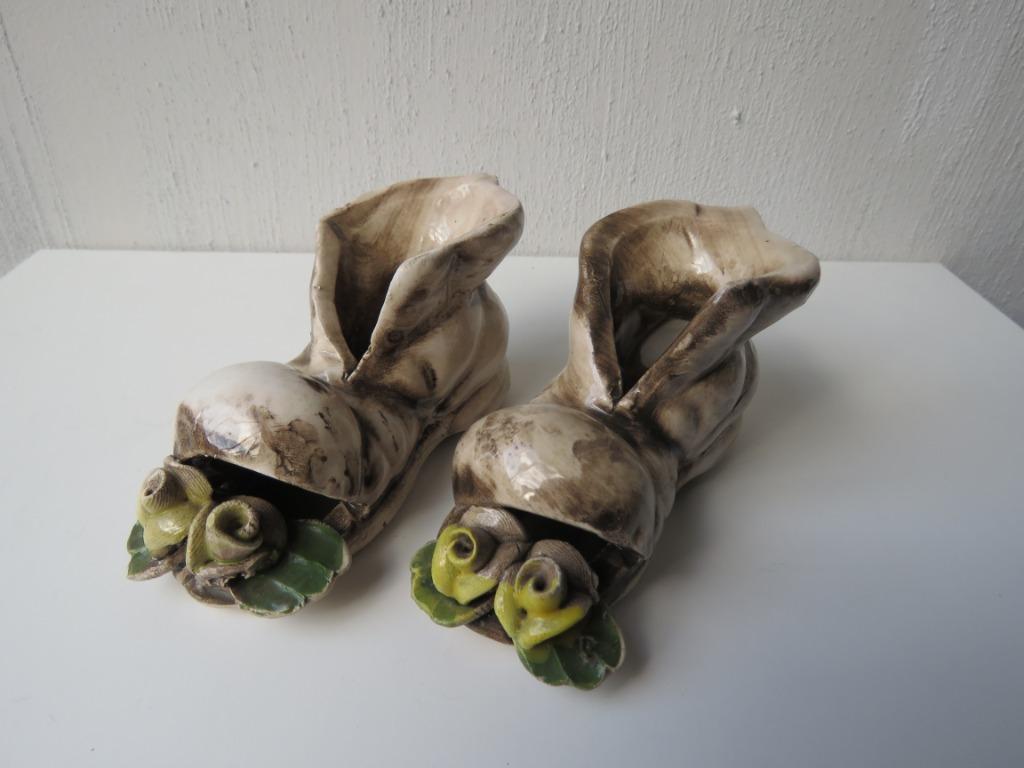 Paire vintage de chaussures-bottes Nuova Capodimonte, Antiquités & Art, Antiquités | Porcelaine, Enlèvement ou Envoi
