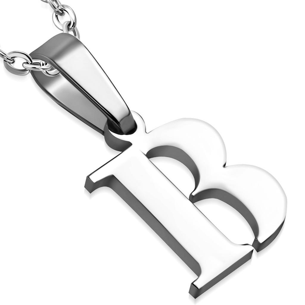 Pendentif alphabet lettre B en acier, Enlèvement ou Envoi, Neuf, Argent, Autres matériaux