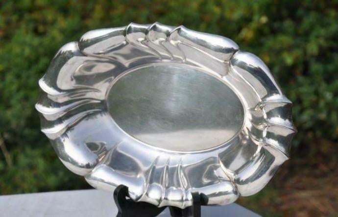 plat de service metal argenté, Maison & Meubles, Enlèvement ou Envoi, Utilisé, Ovale, Métal