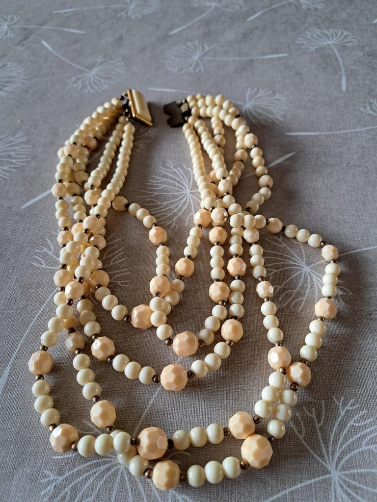 Vintage halsketting, Handtassen en Accessoires, Kettingen, Ophalen of Verzenden, Gebruikt, Beige