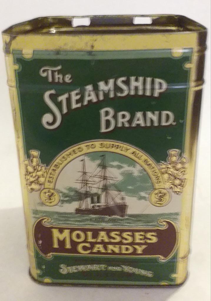 oude blikken doos - The Steamship Brand, Verzamelen, Blikken, Ophalen of Verzenden