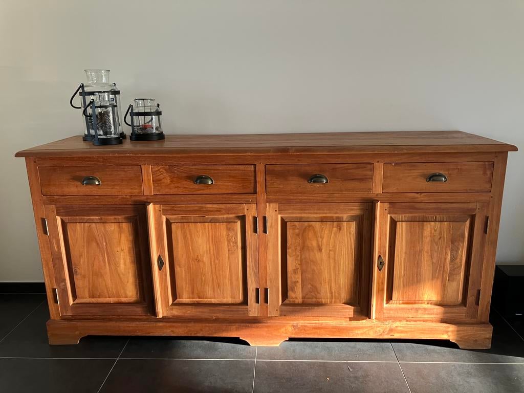 massief teak houten dressoir 200x90x60cm, Enlèvement, Comme neuf