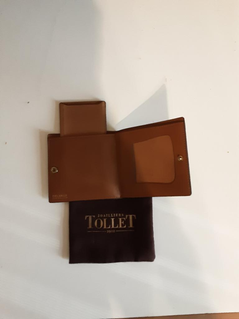 DELVAUX portemonnee/kaarthouder, Bruin, Nieuw, Leder, Ophalen