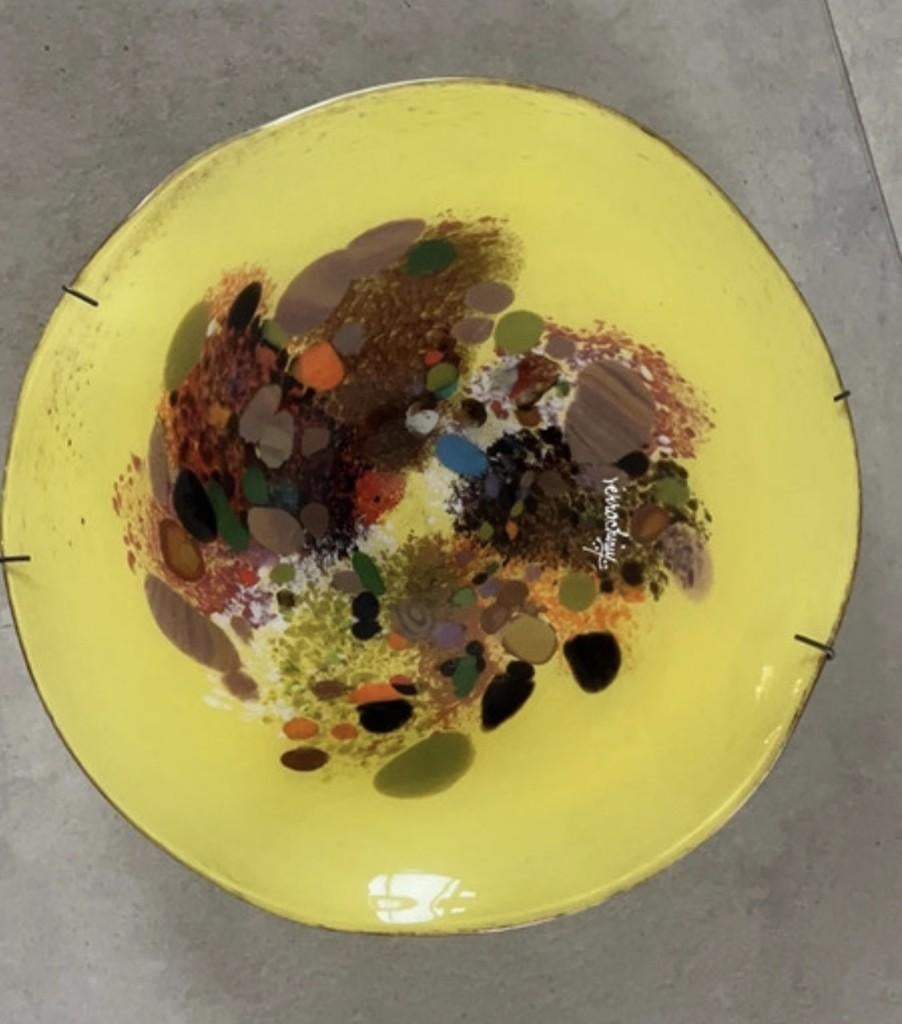 Kristalglaskunst Roemeens verrachiny decoratief bord, Antiek en Kunst, Ophalen of Verzenden