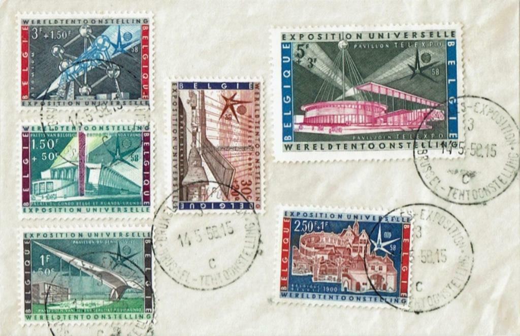 Wereldtentoonstelling 1958 Exposition Universelle Brussel, Envoi, Affranchi, Avec timbre