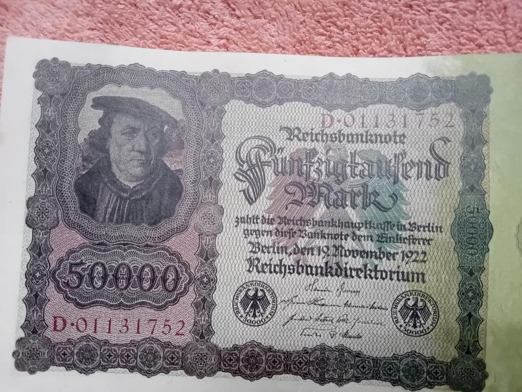 Bankbiljet 50.000 Mark Duitsland 1922 nieuw, Postzegels en Munten, Ophalen of Verzenden, Duitsland, Los biljet