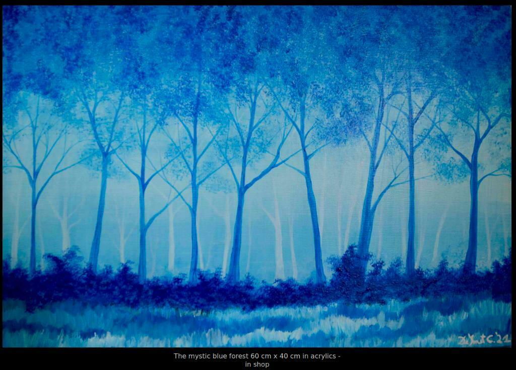 Schilderij blauw bos, Enlèvement