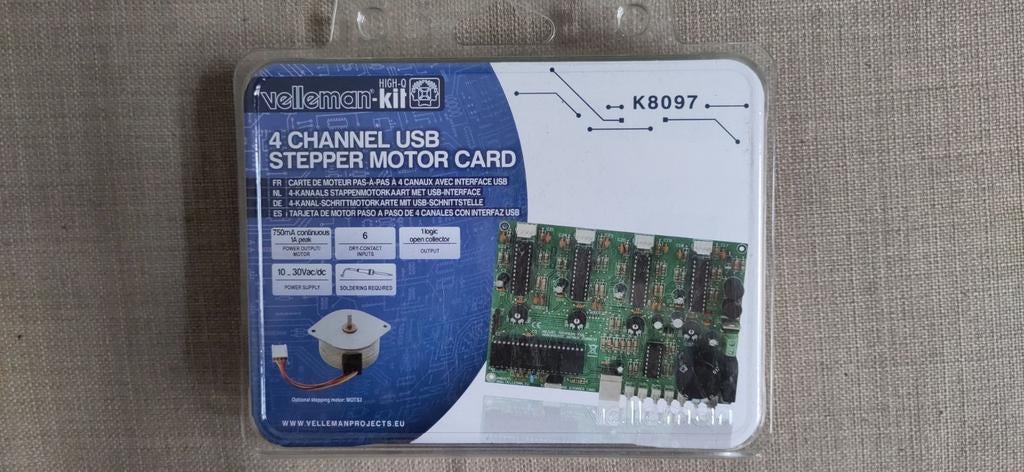 Velleman K8097 Kit: 4-KANAALS STAPPENMOTORKAART, Ophalen of Verzenden, Zo goed als nieuw