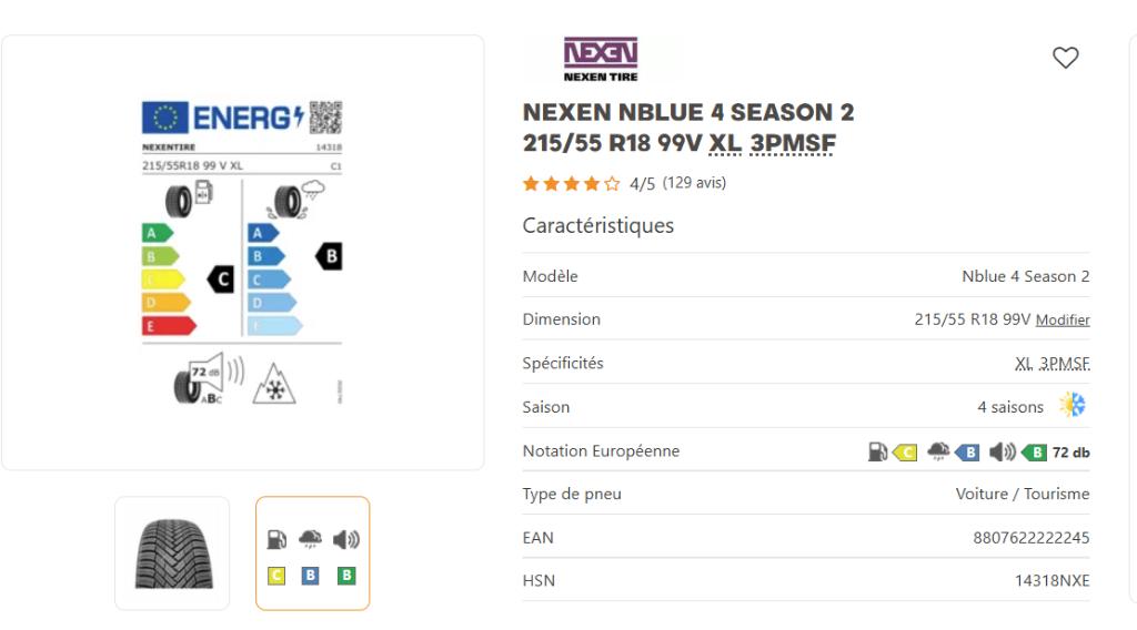 NEUFS - 4 pneus 4-saisons 18", Autos : Pièces & Accessoires, Neuf, 215 mm, 4 Saisons, Véhicule de tourisme
