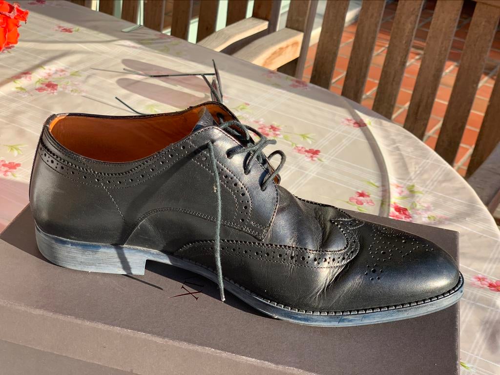 Ambiorix zwart lederen heren schoenen 44, Kleding | Heren, Schoenen, Ophalen of Verzenden, Zo goed als nieuw, Zwart