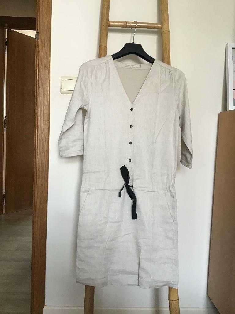 Ecru linnen jurk Nathalie vleeschouwer XS, Beige, Nieuw, Maat 34 (XS) of kleiner, Boven de knie