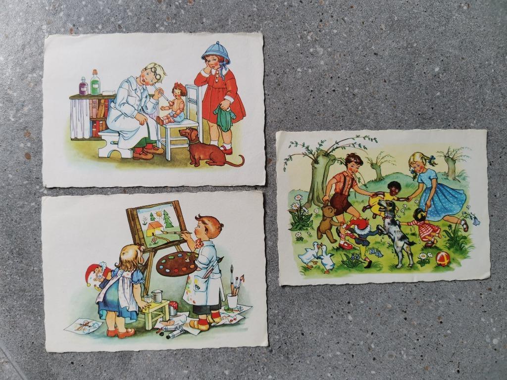 oude postkaarten spelende kinderen-hond-speelgoed - dokter, Ophalen of Verzenden, 1960 tot 1980, Gelopen, Kinderen