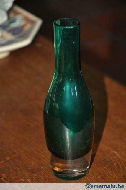 vase cristal vert tube, Enlèvement ou Envoi, Utilisé, Vert, Autres matériaux