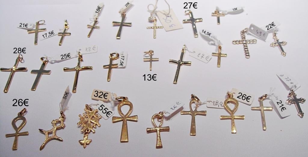 Pendentifs croix (latine, de vie ou du Sud) plaqués or NEUFS, Overige materialen, Nieuw, Ophalen of Verzenden, Kruis of Symbool